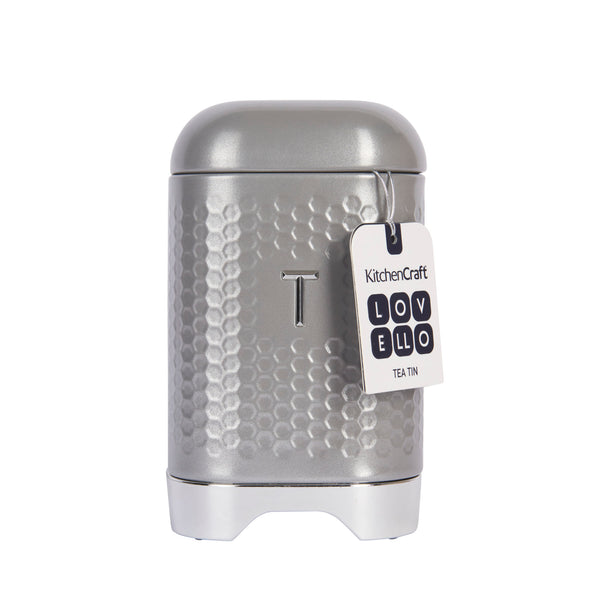 Lovello Retro Tea Canister with Geometric Textured Finish - Shadow Grey image 4