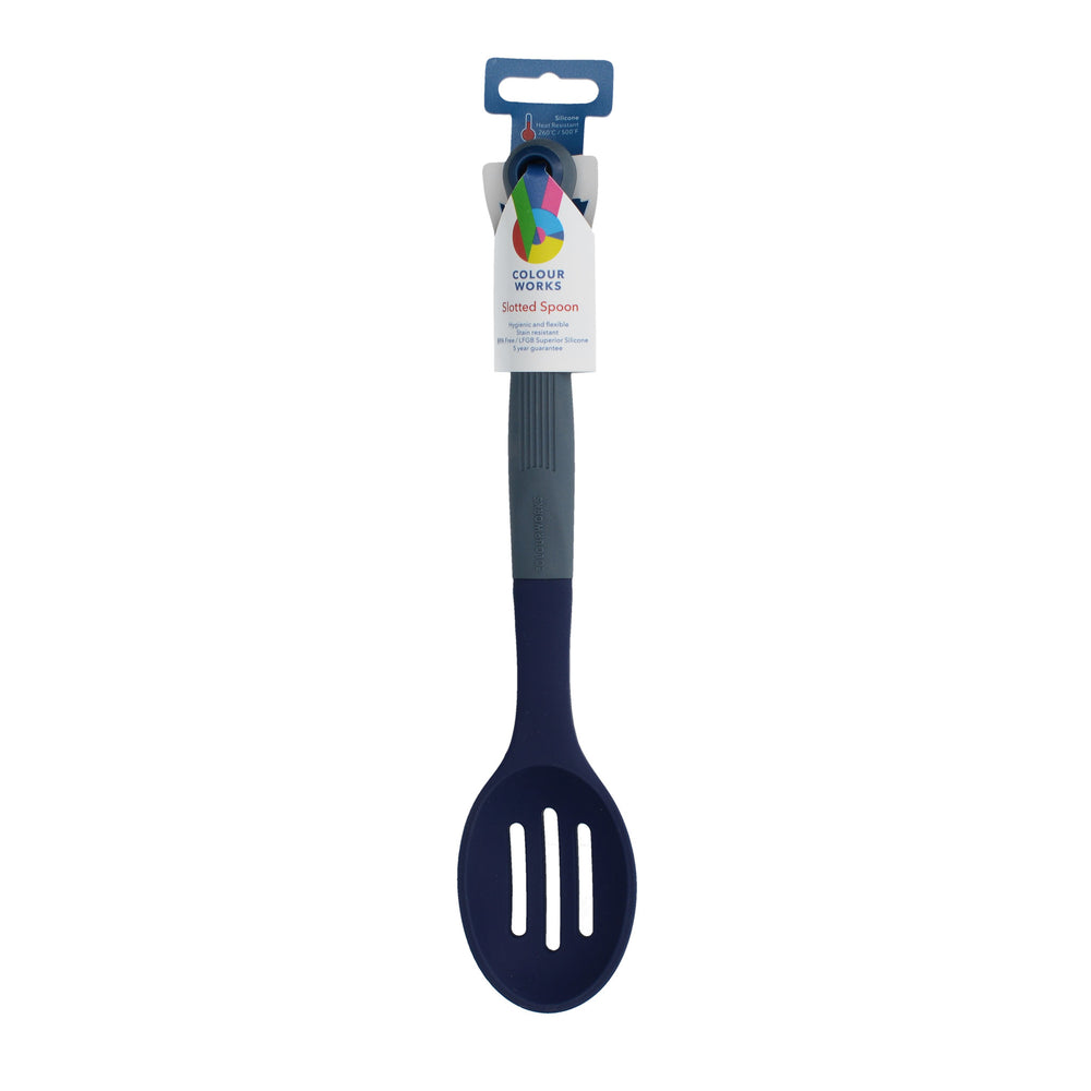 Colourworks Brights Navy Silicone-Headed Slotted Spoon