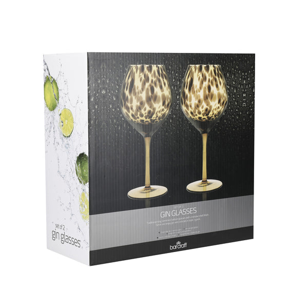 BarCraft Set of 2 Tortoiseshell Patterned Gin Glasses in Gift Box image 4