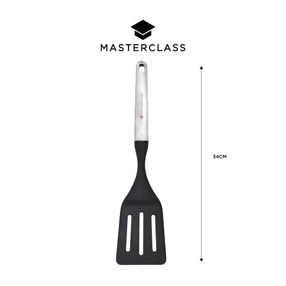MasterClass Soft Grip Stainless Steel Slotted Turner - 34 cm