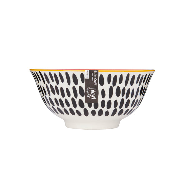 Set of 4 KitchenCraft Red Swirl and Black Spots Ceramic Bowls image 3