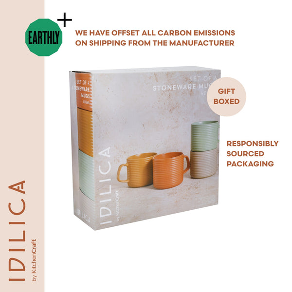 KitchenCraft Idilica Stacking Stoneware Mugs, Set of Four, 400ml image 12