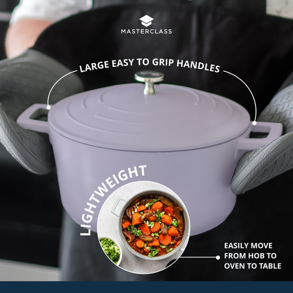 MasterClass Lavender Cast Aluminium Casserole Dish with Lid, 5L image 11