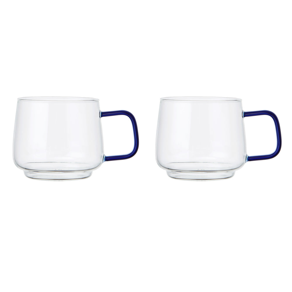 La Cafetière Glass Mug With Green Glass Handle, Set of 2, 275ml image 1