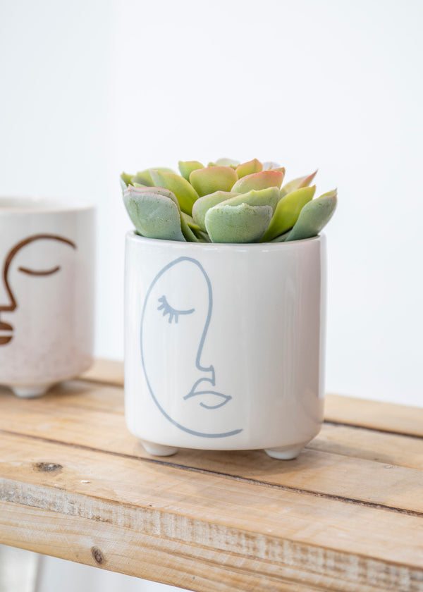 KitchenCraft Abstract Face Planter, Dolomite, White / Grey image 6