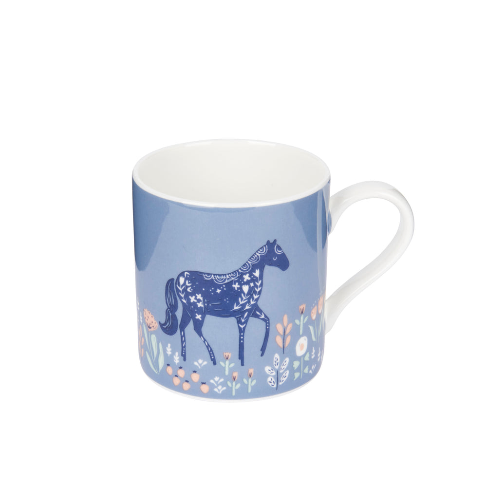 KitchenCraft Fine Bone China Woodcut Horse 250ml Can Mug
