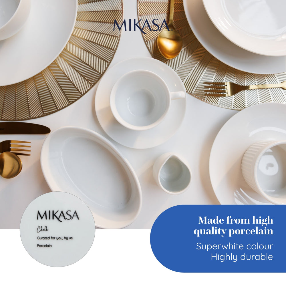 Mikasa Chalk Porcelain Oval Pie Dish, 18cm, White