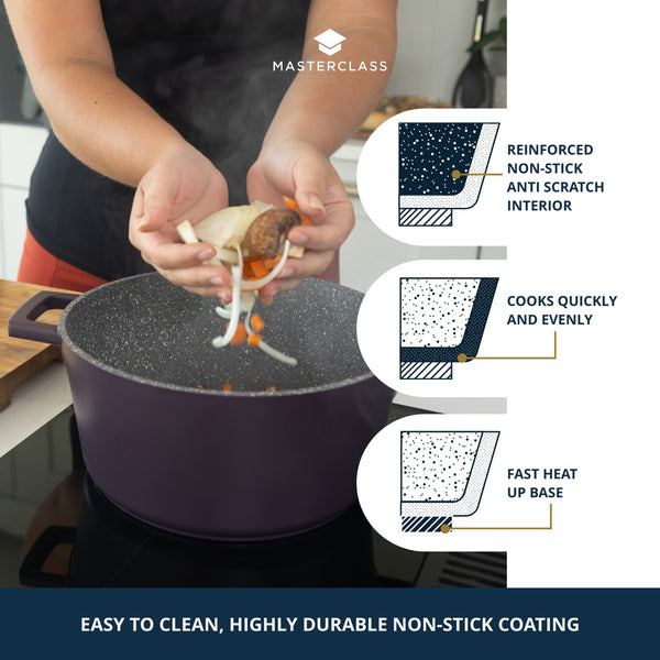 MasterClass Purple Cast Aluminium Casserole Dish, 28cm, 5L image 11