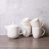 5pc White China Tea Set with 750ml Teapot and 4x Coupe Mugs - Cashmere image 2