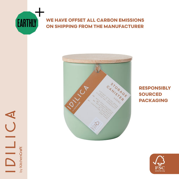KitchenCraft Idilica Kitchen Canister with Beechwood Lid, 9 x 10cm, Green image 12