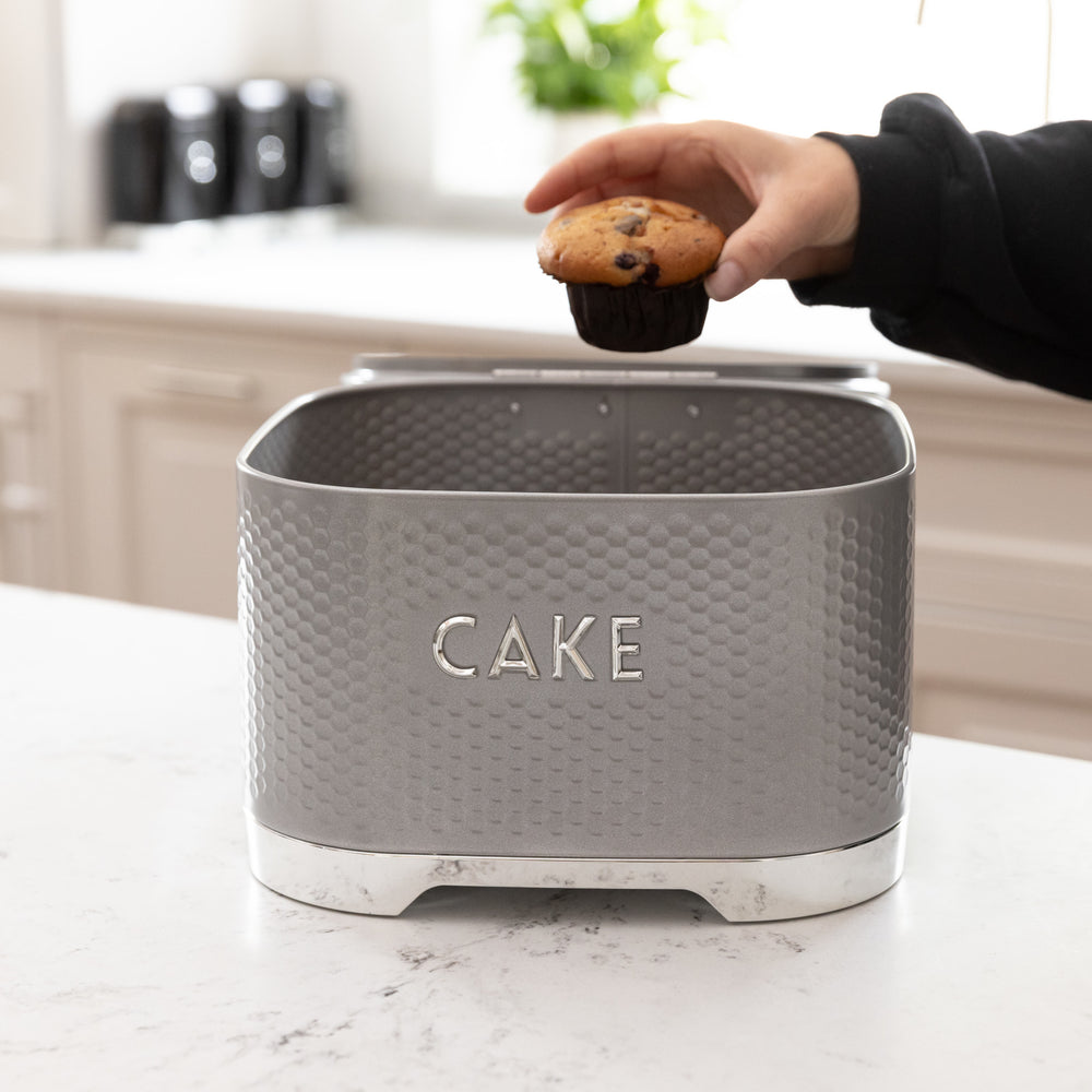 Lovello Textured Steel Cake Tin - Shadow Grey