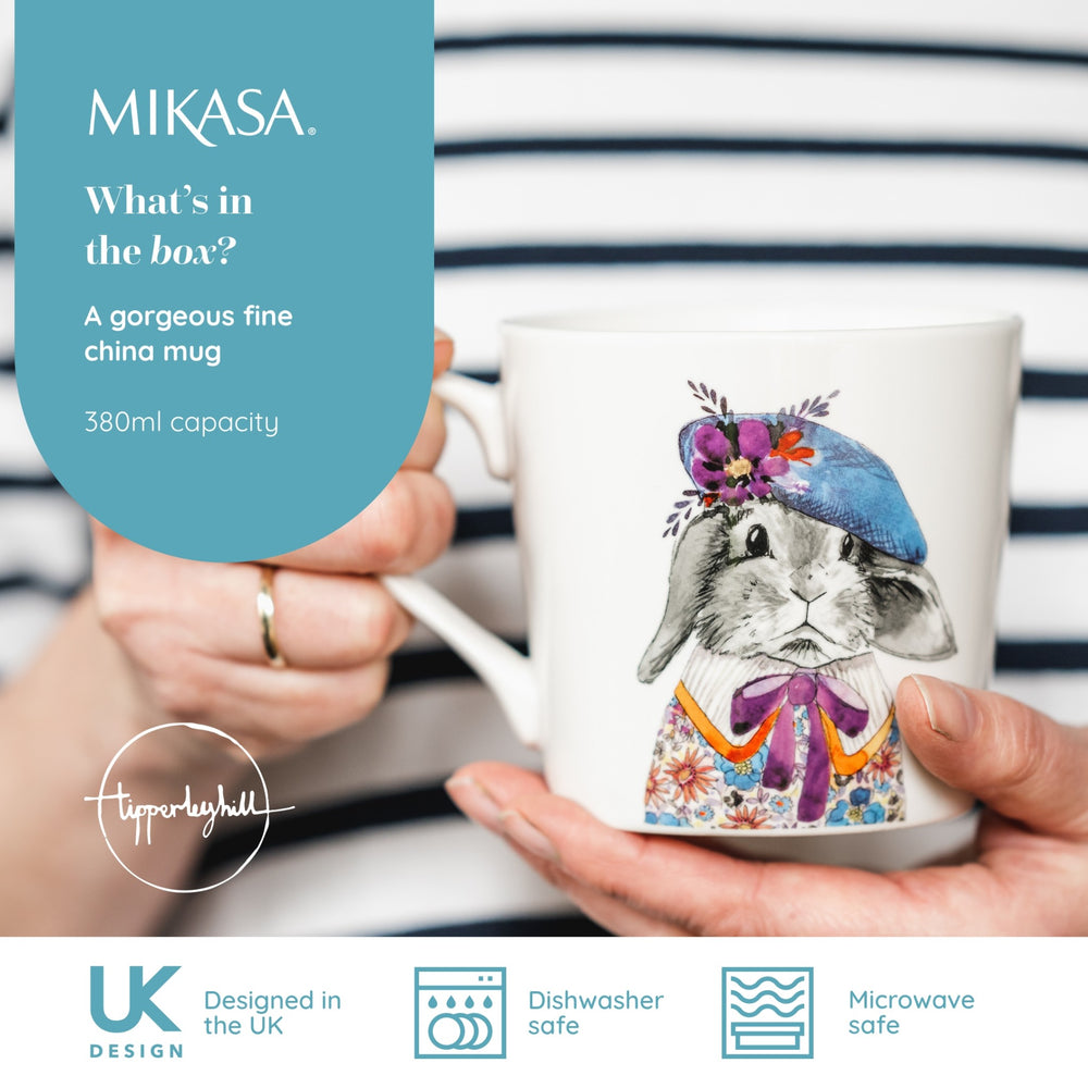 Mikasa Tipperleyhill Rabbit Print Fine China Mug, 380ml