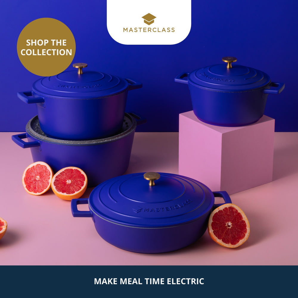 MasterClass Electric Blue Cast Aluminium Casserole Dish, 2.5L