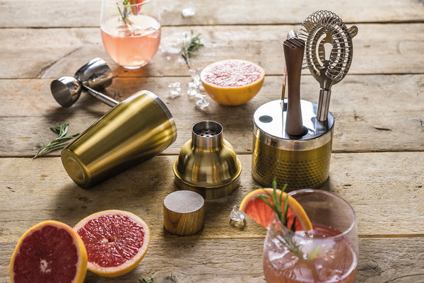 BarCraft Five Piece Hammered Brass Finish Cocktail Tool Set image 5