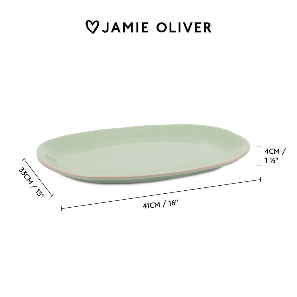 Jamie Oliver Big Love Feast Platter, Stoneware, Green, 40 x 32cm