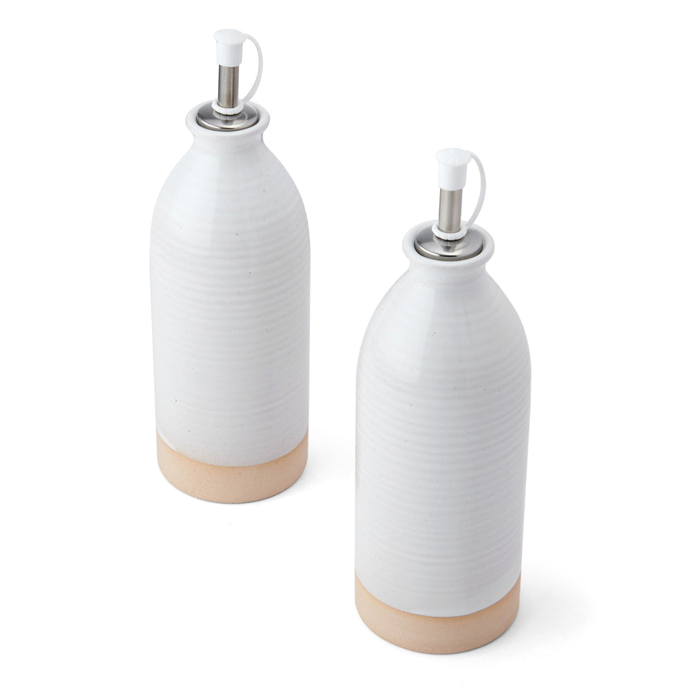 KitchenCraft Idilica Oil and Vinegar Bottles, Set of 2, Cream, 450ml