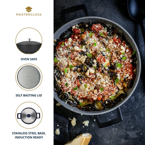 MasterClass Cast Aluminium Shallow Casserole Dish, 4L, Black image 11