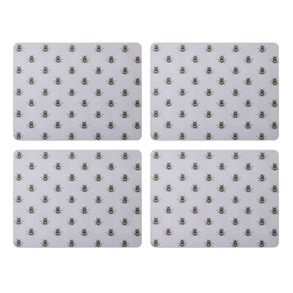Creative Tops Printed Country Bee Rectangle Placemats Set Of 4, Grey, 30 x 22.5CM image 1