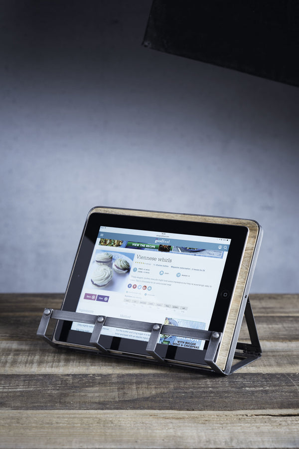 Industrial Kitchen Metal / Wooden Cookbook Stand & Tablet Holder image 2