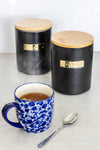 MasterClass Stoneware and Brass Effect Sugar Container with Airtight Bamboo Lid image 7
