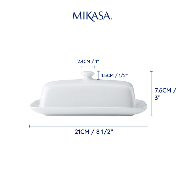 Mikasa Chalk Porcelain Butter Dish, 21cm, White image 7