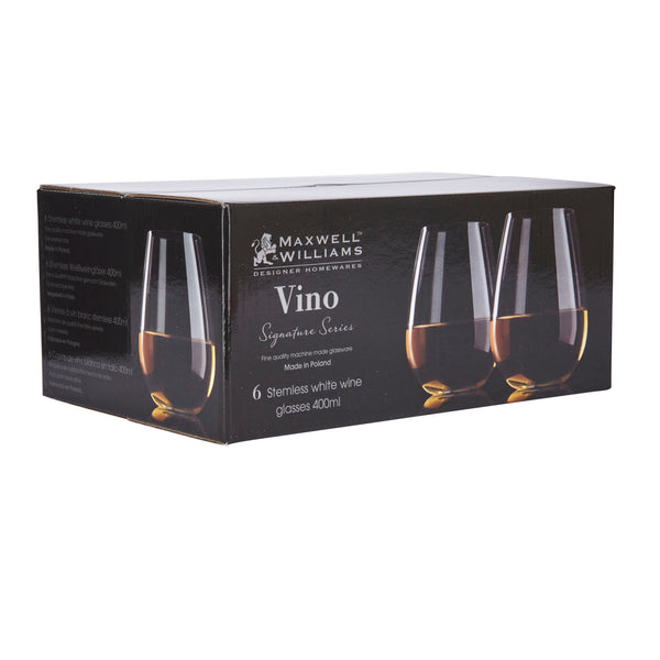 Maxwell & Williams Vino Set of 6 400ml Stemless White Wine Glasses image 4