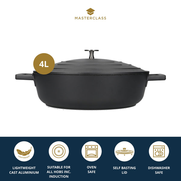 MasterClass Cast Aluminium Shallow Casserole Dish, 4L, Black image 9