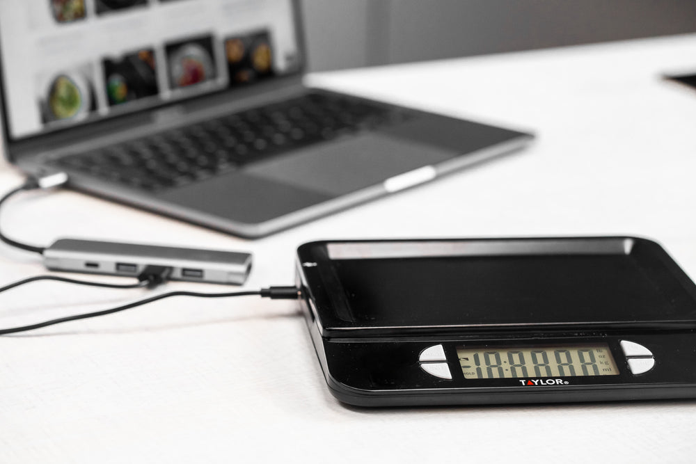 Taylor Pro Accurate USB-Rechargeable Kitchen Scales with Tare Function in Gift Box, Stainless Steel