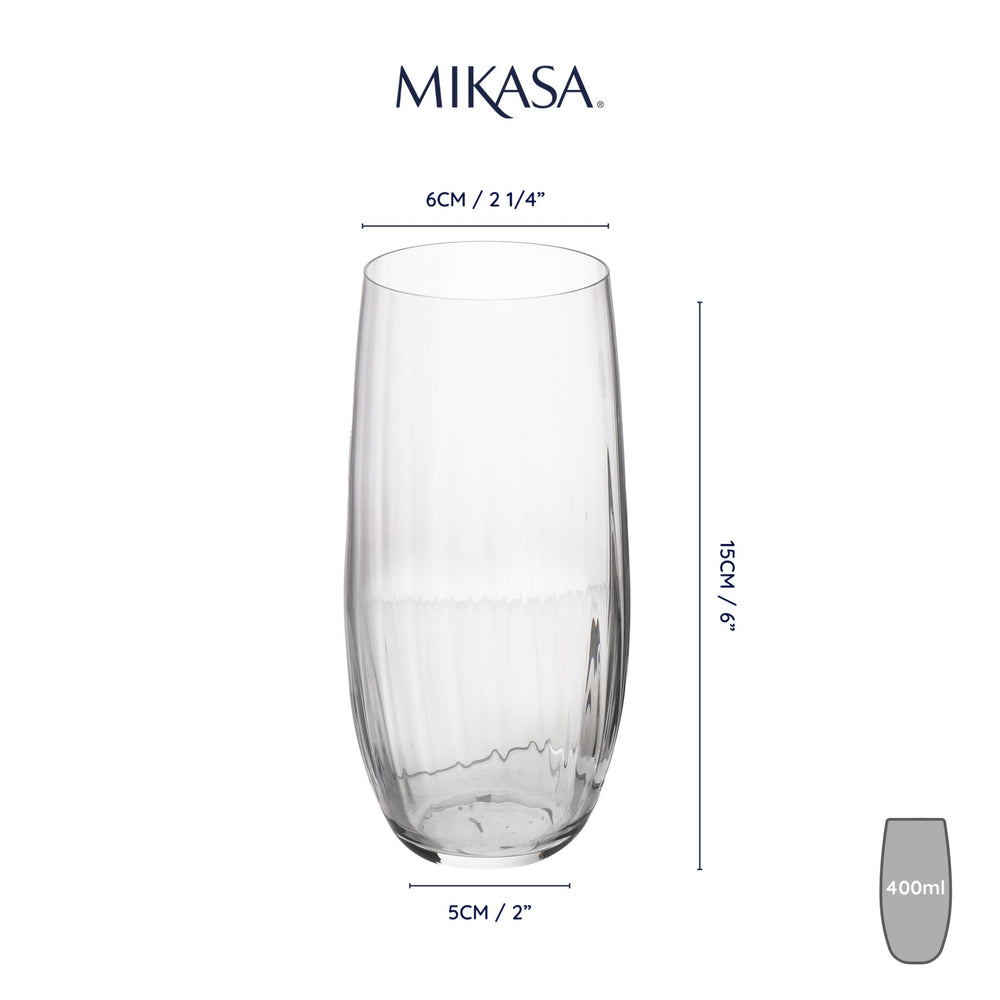 Mikasa Treviso Crystal Highball Glasses, Set of 4, 400ml
