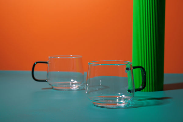 La Cafetière Glass Mug With Green Glass Handle, Set of 2, 275ml image 2