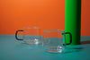 La Cafetière Glass Mug With Green Glass Handle, Set of 2, 275ml