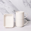 3pc White Porcelain Tea Set with 2x Stacking Mugs and Tea Bag Condiment Caddy - M By Mikasa image 2
