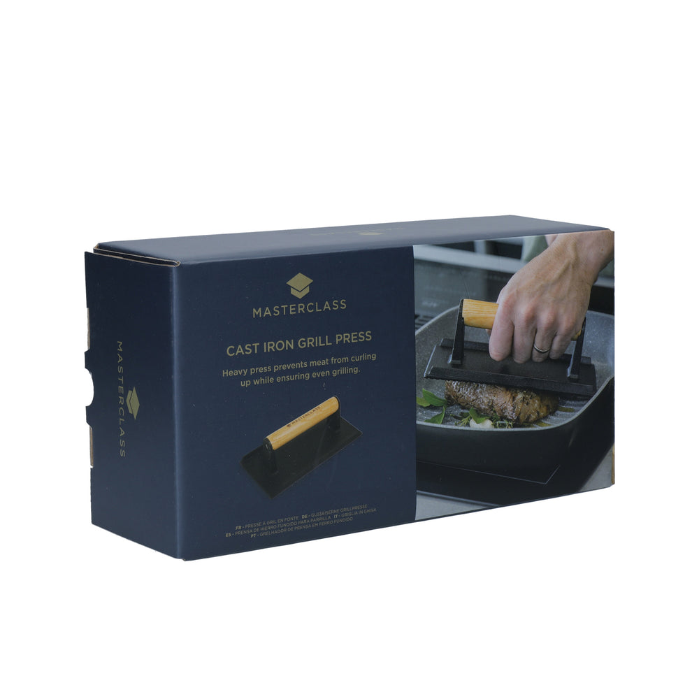 MasterClass Cast Iron Grill Press with Wooden Handle