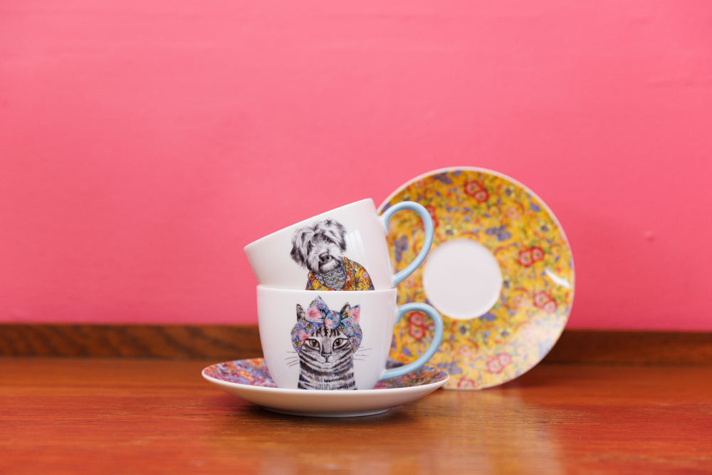 Mikasa x Tipperleyhill Teacups and Saucers, Set of 2, 240ml