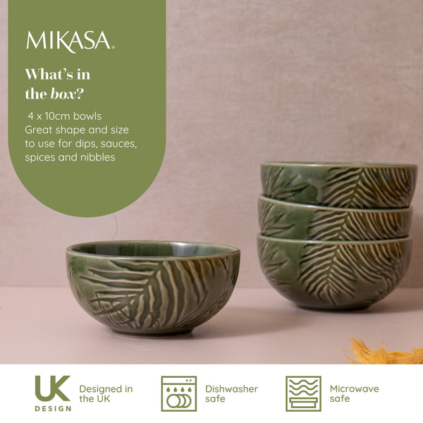 Mikasa Jardin Stoneware Dip Bowls, Set of 4, 10cm, Green image 7