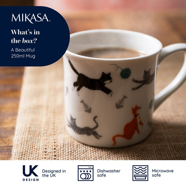 Mikasa Fine China Cat Print Fluted Mug, 250ML image 9