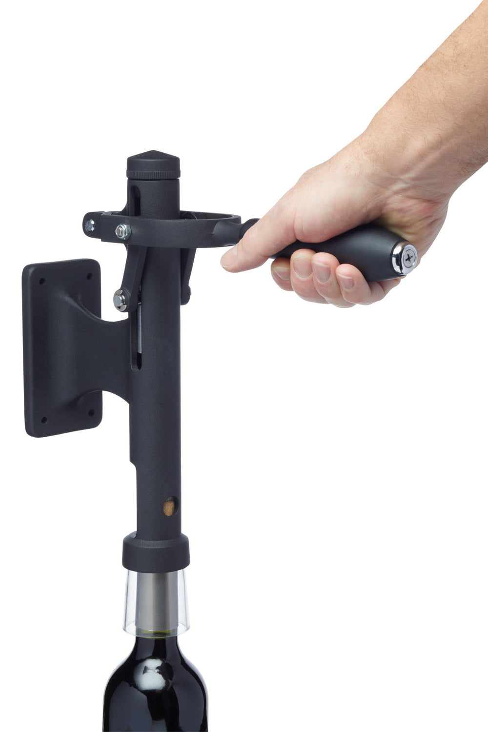 BarCraft Deluxe Wall-Mounted Stainless Steel Lever-Action Wine Bottle Opener