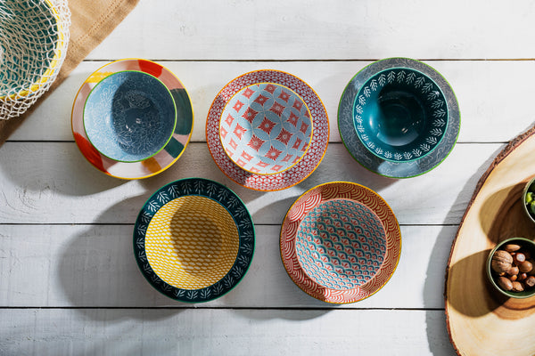 Mikasa Blue Arched Pattern Stoneware Bowl, 21 cm image 12