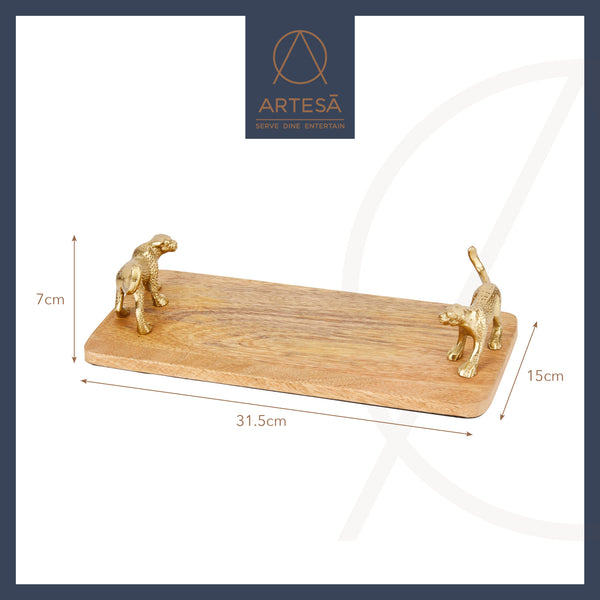 Artesà Mango Wood Rectangular Serving Platter with Leopard Handles image 6