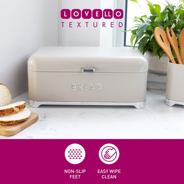 KitchenCraft Lovello Textured Large Bread Bin - Latte Cream image 12