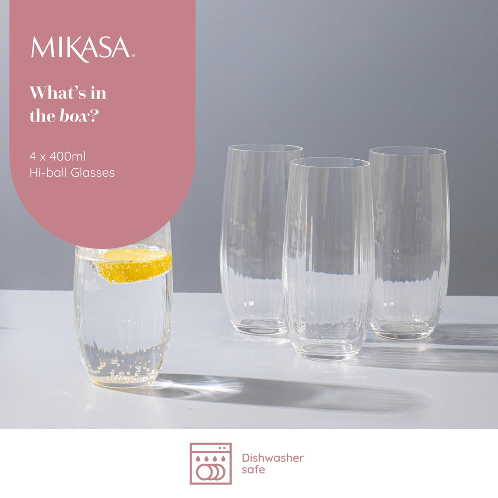 Mikasa Treviso Crystal Highball Glasses, Set of 4, 400ml