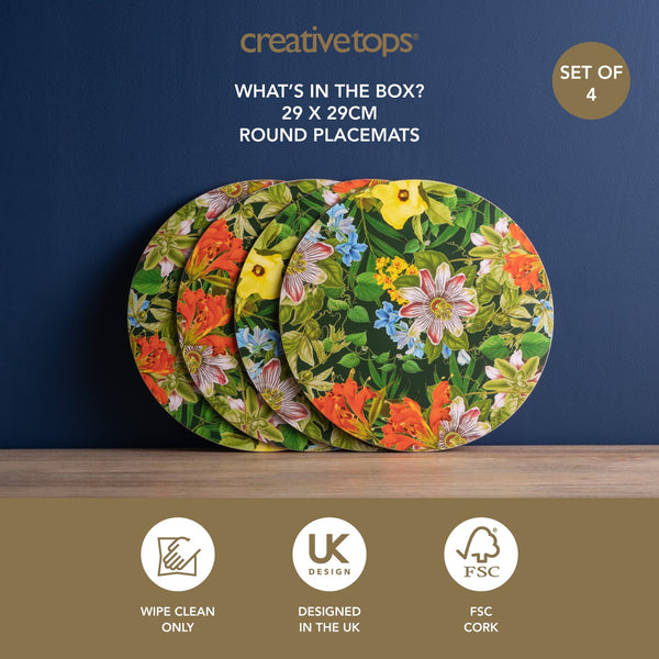 Creative Tops Tropical Floral Set Of 4 Round Placemats, 29 x 29CM image 8