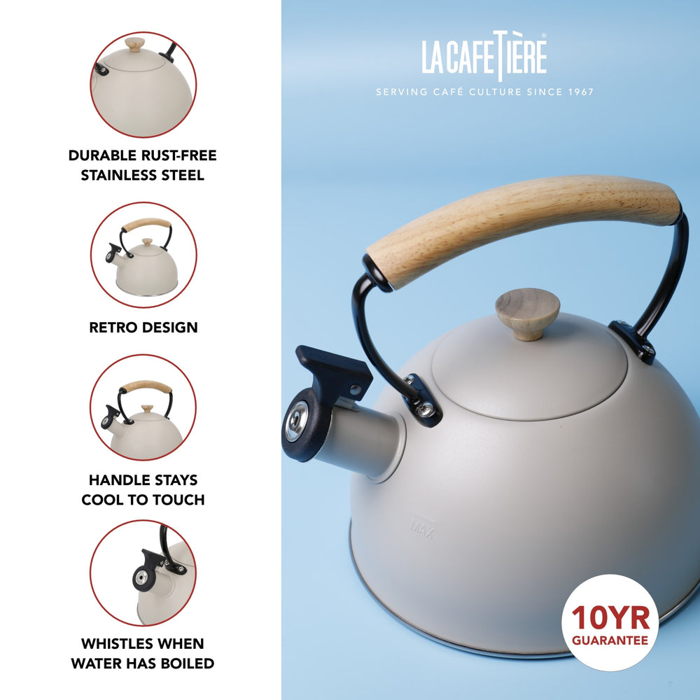 La Cafetière Latte Whistling Kettle with Wooden Handle, 1.6L