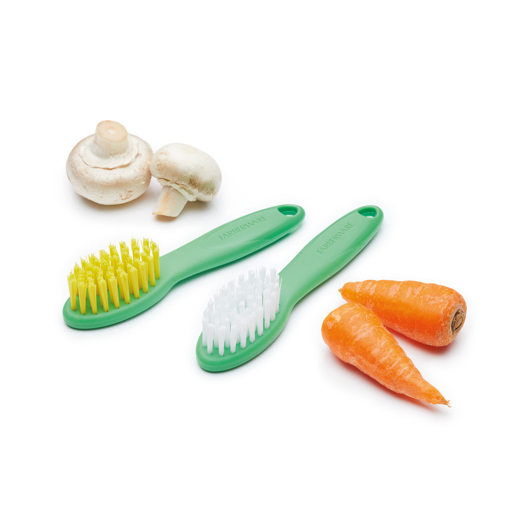 Farberware Fresh Vegetable Brush / Mushroom Cleaning Brush Set, 13.5 cm - Green (2 Pieces)