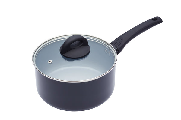 3pc Ceramic Non-Stick Eco Aluminium Saucepan Set with 16cm, 18cm and 20cm Saucepans with Lids image 5