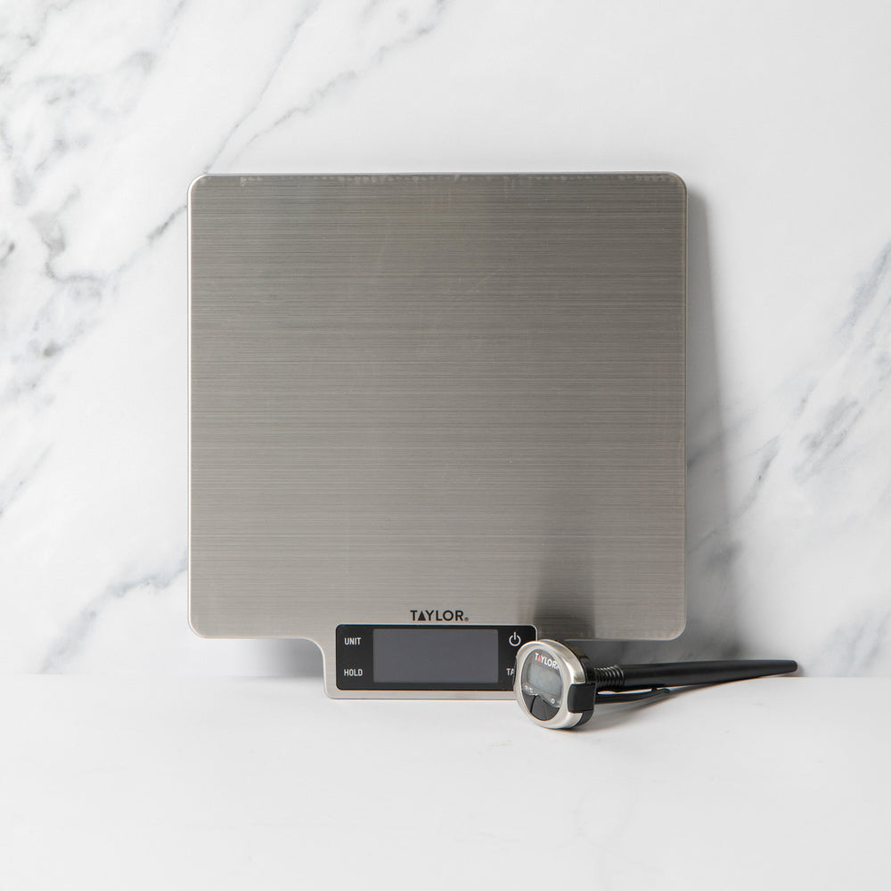 2pc Kitchen Tools Set with Large Platform Stainless Steel Digital Kitchen Scales, 10kg, and Digital Pocket Thermometer