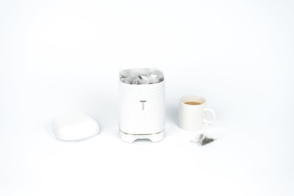 Lovello Retro Tea Canister with Geometric Textured Finish - Ice White image 6