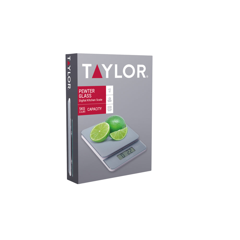 Taylor Digital Slim Kitchen Scale, 5kg / 5000ml, Pewter Glass