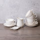 10pc Porcelain Tea Set with 4x Tea Cups, 280ml, 4x Saucers, Milk Jug, 320ml, and Tea Bag Tidy