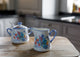 London Pottery Viscri Meadow Floral Milk Jug - Ceramic, Almond Ivory / Cornflower Blue, 250 ml